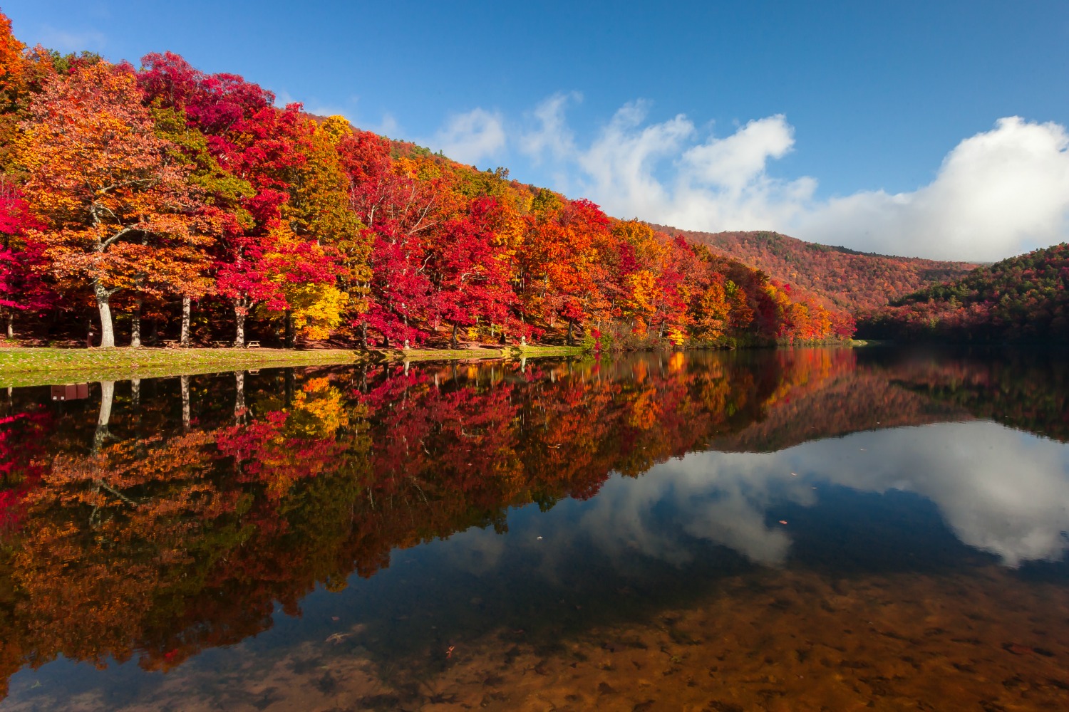 Autumn on Sherando Lake Recreation Area in the George Washington National Forest.